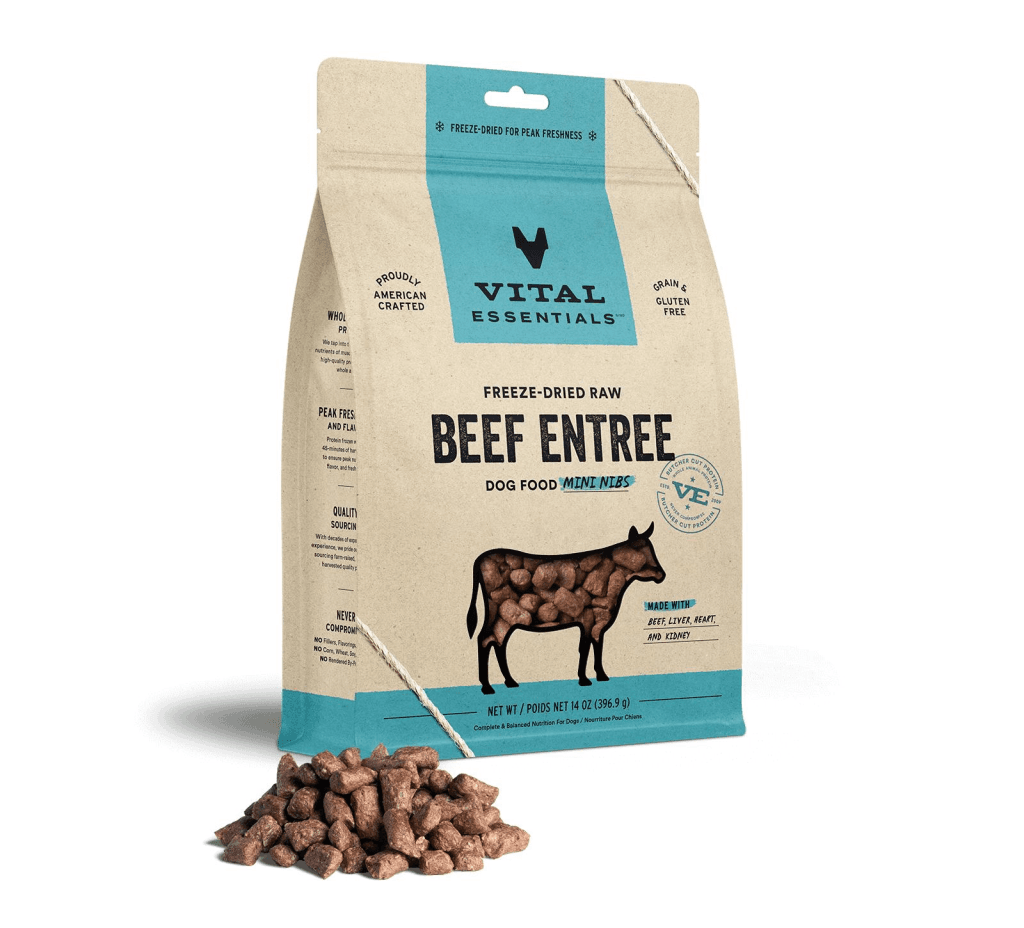 Vital Essentials Beef Entree Mini Nibs Freeze-Dried Raw Dog Food, 14-oz (Size: 14-oz)
