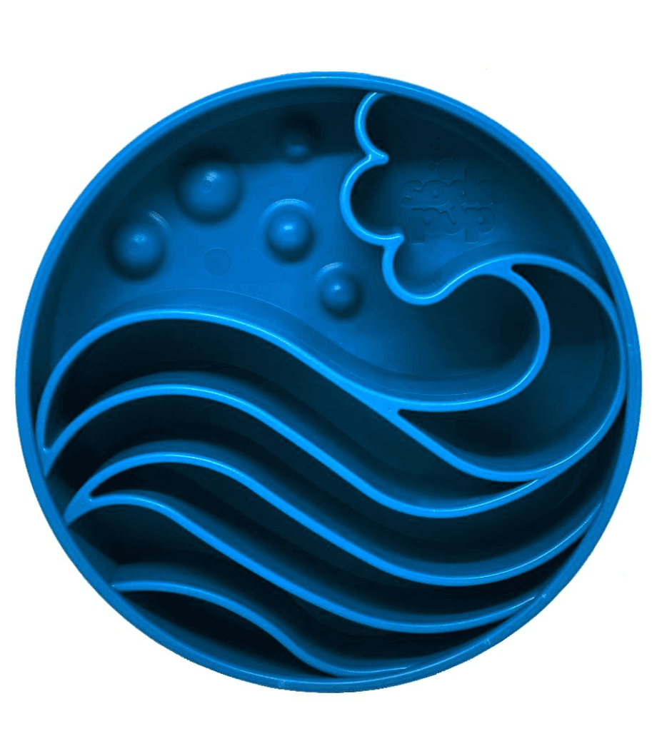 SodaPup ebowl Wave Enrichment Bowl Dog Slow Feeder, Blue